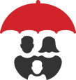 family under umbrella icon